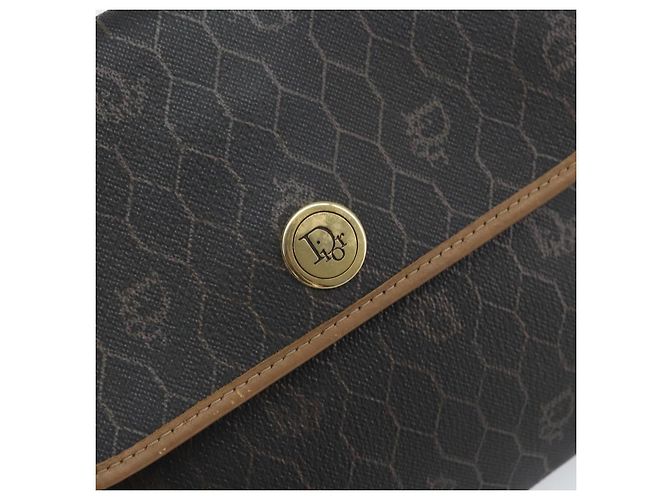 Borsa a spalla in tela a nido d'ape PVC nera e oro Christian Dior Auth ka2128 Nero D'oro - vista 17