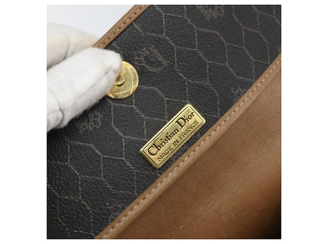 Borsa a spalla in tela a nido d'ape PVC nera e oro Christian Dior Auth ka2128 Nero D'oro - vista 18