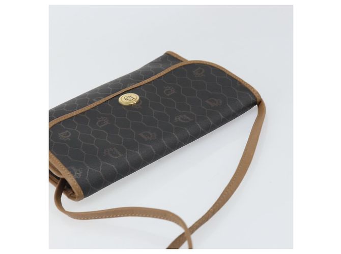 Borsa a spalla in tela a nido d'ape PVC nera e oro Christian Dior Auth ka2128 Nero D'oro - vista 6