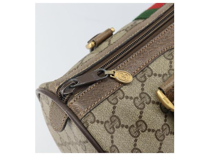 Borsa Gucci GG Supreme Web Sherry Line PVC Beige Oro 39 02 006 Auth 170110 D'oro - vista 10