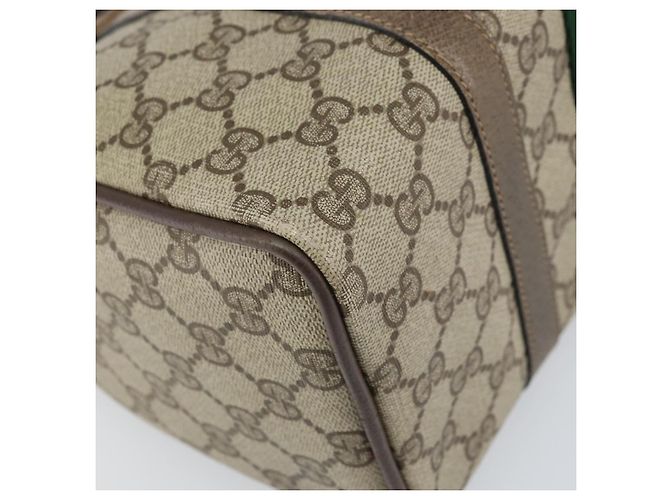 Borsa Gucci GG Supreme Web Sherry Line PVC Beige Oro 39 02 006 Auth 170110 D'oro - vista 14