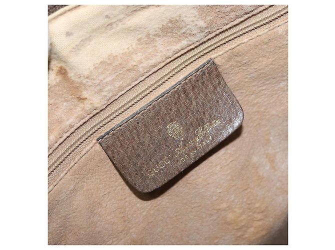 Borsa Gucci GG Supreme Web Sherry Line PVC Beige Oro 39 02 006 Auth 170110 D'oro - vista 18