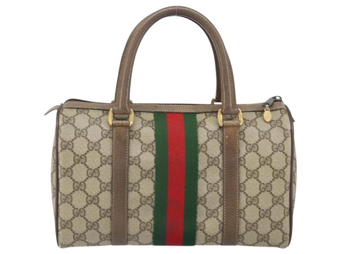 Borsa Gucci GG Supreme Web Sherry Line PVC Beige Oro 39 02 006 Auth 170110 D'oro - vista 2