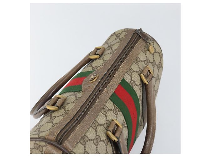 Borsa Gucci GG Supreme Web Sherry Line PVC Beige Oro 39 02 006 Auth 170110 D'oro - vista 6