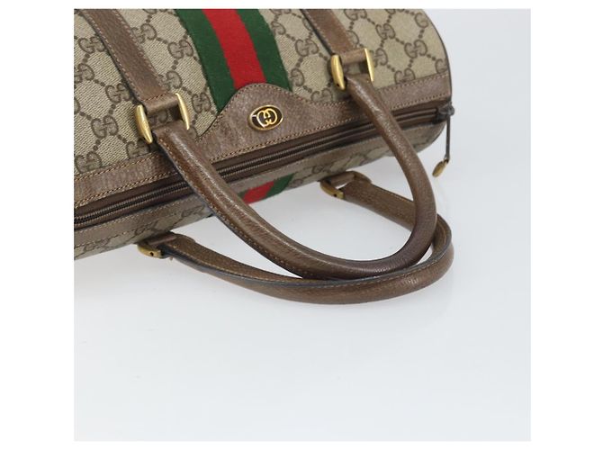 Borsa Gucci GG Supreme Web Sherry Line PVC Beige Oro 39 02 006 Auth 170110 D'oro - vista 7