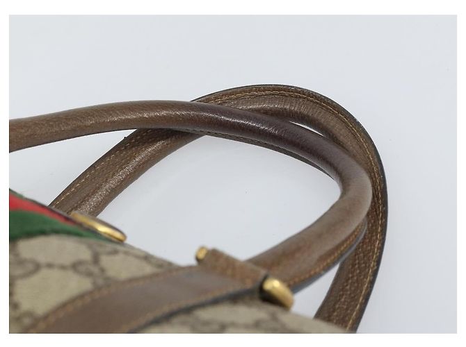 Borsa Gucci GG Supreme Web Sherry Line PVC Beige Oro 39 02 006 Auth 170110 D'oro - vista 8