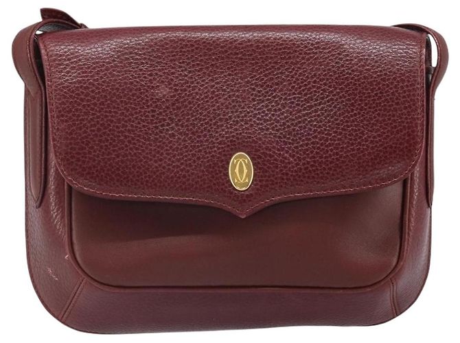 Cartier Borsa a spalla Must Line in pelle Bordeaux oro Auth BA9920 D'oro Bordò - vista 13