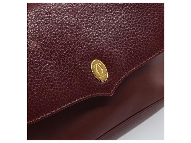 Cartier Borsa a spalla Must Line in pelle Bordeaux oro Auth BA9920 D'oro Bordò - vista 17