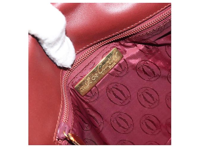 Cartier Borsa a spalla Must Line in pelle Bordeaux oro Auth BA9920 D'oro Bordò - vista 18