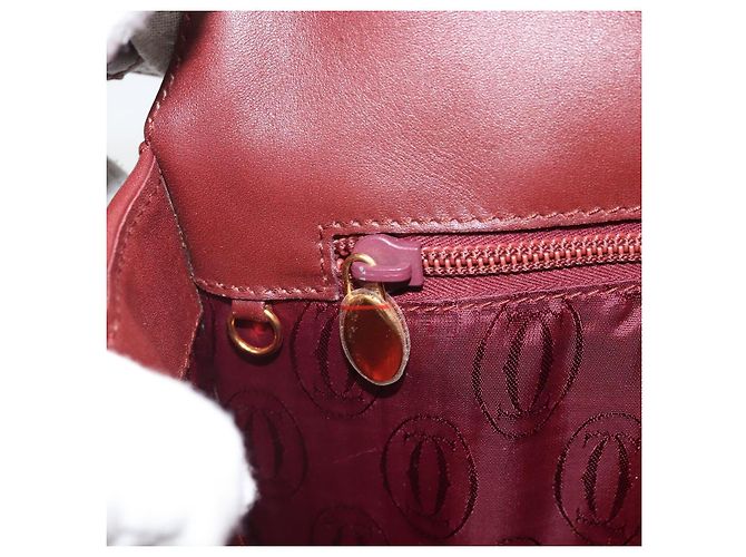 Cartier Borsa a spalla Must Line in pelle Bordeaux oro Auth BA9920 D'oro Bordò - vista 21