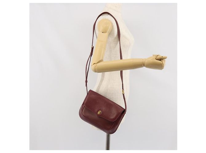 Cartier Borsa a spalla Must Line in pelle Bordeaux oro Auth BA9920 D'oro Bordò - vista 23