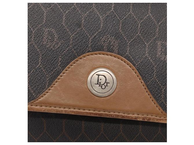 Borsa a spalla in tela a nido d'ape PVC nera e dorata Christian Dior Auth 170469 Nero D'oro - vista 17