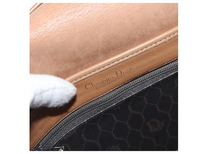 Borsa a spalla in tela a nido d'ape PVC nera e dorata Christian Dior Auth 170469 Nero D'oro - vista 18