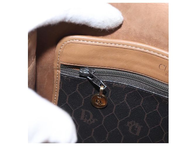 Borsa a spalla in tela a nido d'ape PVC nera e dorata Christian Dior Auth 170469 Nero D'oro - vista 21