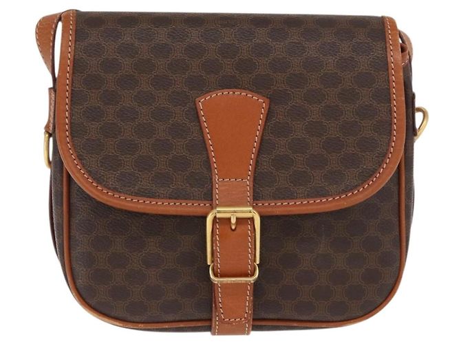 Céline Borsa a spalla in tela Macadam CELINE in pelle PVC marrone oro Auth 170338 D'oro - vista 13