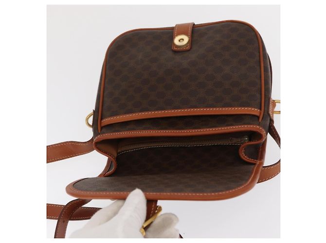 Céline Borsa a spalla in tela Macadam CELINE in pelle PVC marrone oro Auth 170338 D'oro - vista 18