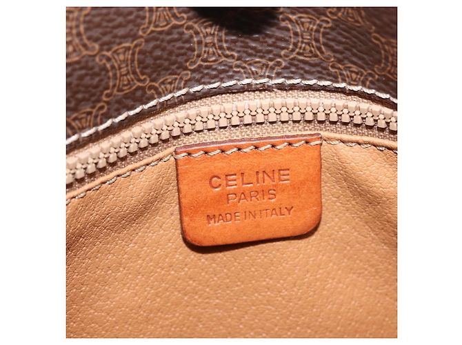 Céline Borsa a spalla in tela Macadam CELINE in pelle PVC marrone oro Auth 170338 D'oro - vista 19