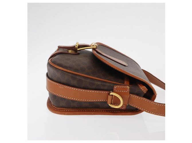 Céline Borsa a spalla in tela Macadam CELINE in pelle PVC marrone oro Auth 170338 D'oro - vista 3