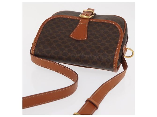 Céline Borsa a spalla in tela Macadam CELINE in pelle PVC marrone oro Auth 170338 D'oro - vista 6