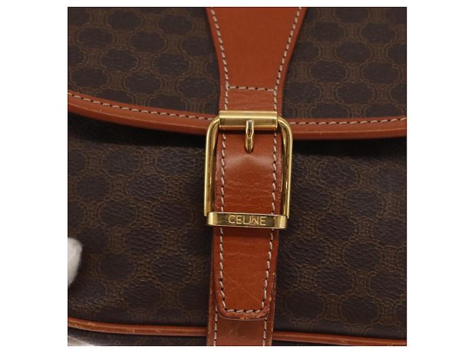 Céline Borsa a spalla in tela Macadam CELINE in pelle PVC marrone oro Auth 170338 D'oro - vista 9