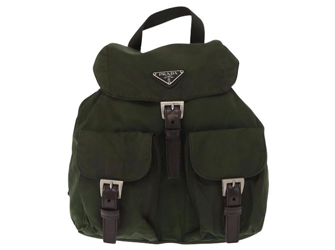 PRADA Backpack Nylon Khaki Silver Auth 166761 Silvery - view 13