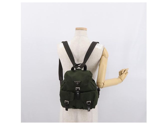 PRADA Backpack Nylon Khaki Silver Auth 166761 Silvery - view 25