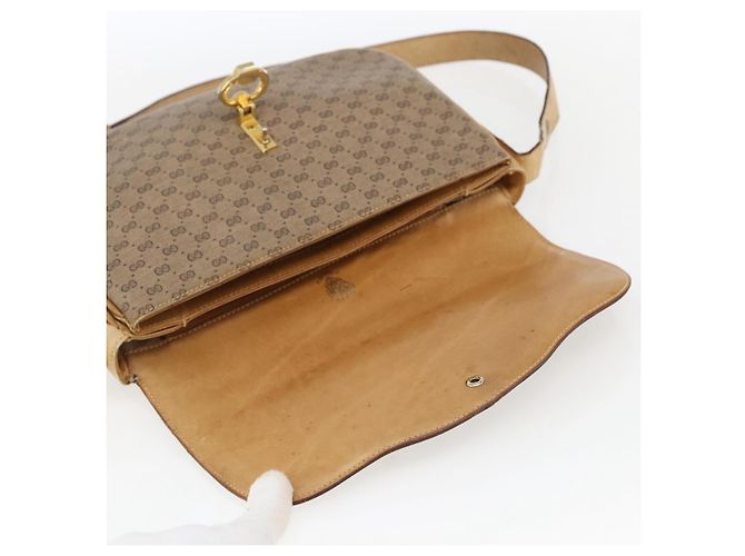 Gucci Borsa a Spalla Micro GG Supreme PVC Beige Oro Auth ep13175 D'oro - vista 10