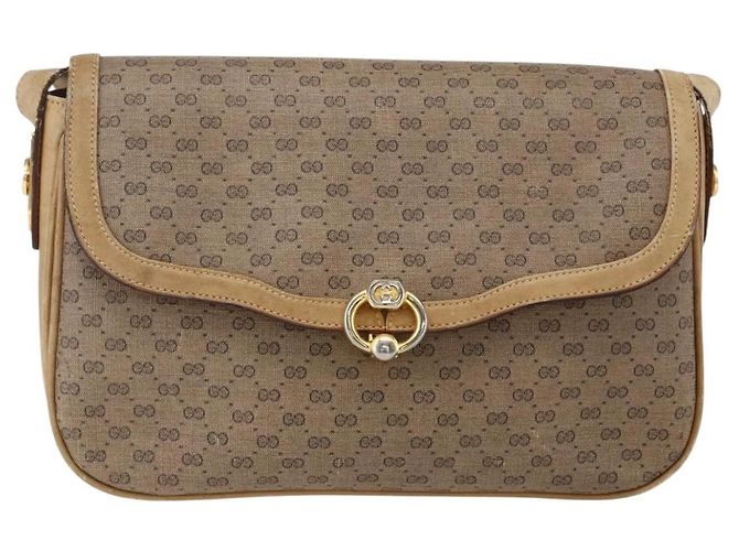 Gucci Borsa a Spalla Micro GG Supreme PVC Beige Oro Auth ep13175 D'oro - vista 13