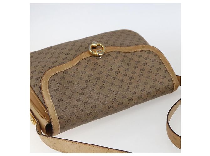 Gucci Borsa a Spalla Micro GG Supreme PVC Beige Oro Auth ep13175 D'oro - vista 6