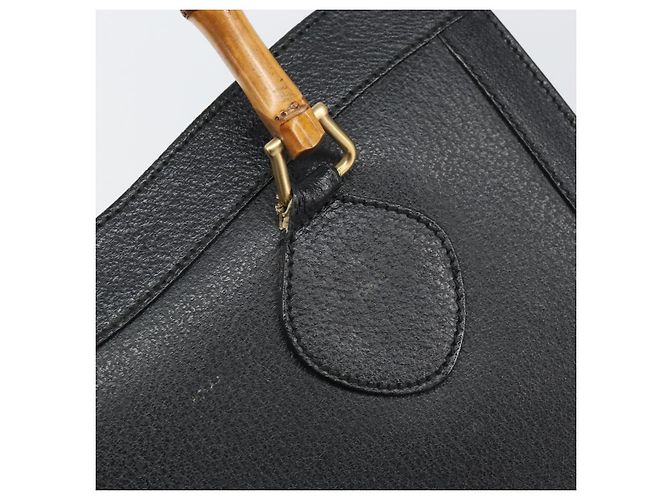 Borsa a mano in pelle Gucci Bamboo Nera Oro 002 1186 0260 Auth ep13167 Nero D'oro - vista 17