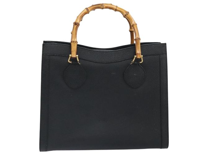 Borsa a mano in pelle Gucci Bamboo Nera Oro 002 1186 0260 Auth ep13167 Nero D'oro - vista 2