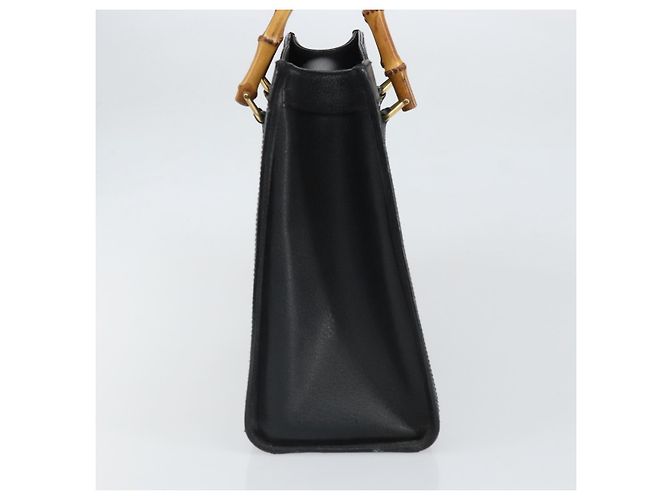 Borsa a mano in pelle Gucci Bamboo Nera Oro 002 1186 0260 Auth ep13167 Nero D'oro - vista 3
