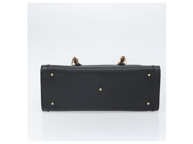 Borsa a mano in pelle Gucci Bamboo Nera Oro 002 1186 0260 Auth ep13167 Nero D'oro - vista 5