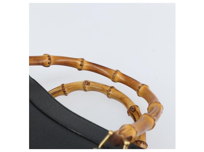 Borsa a mano in pelle Gucci Bamboo Nera Oro 002 1186 0260 Auth ep13167 Nero D'oro - vista 8
