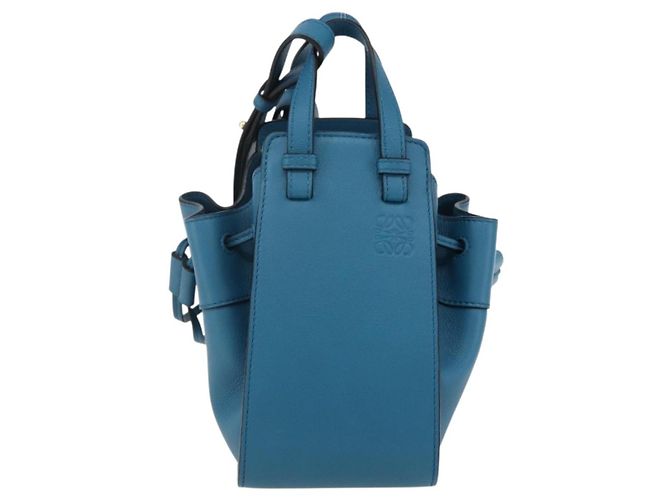 LOEWE Anagram Hammock Mini Borsa a Corda in Pelle Blu Oro Auth BA10330SM D'oro - vista 13