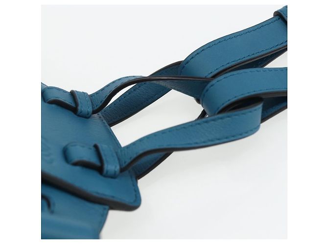 LOEWE Anagram Hammock Mini Borsa a Corda in Pelle Blu Oro Auth BA10330SM D'oro - vista 14