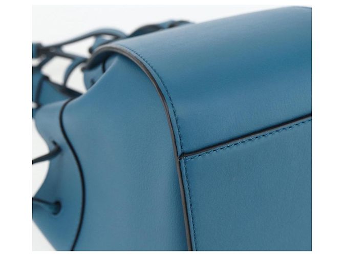 LOEWE Anagram Hammock Mini Borsa a Corda in Pelle Blu Oro Auth BA10330SM D'oro - vista 18