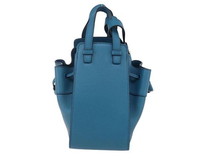 LOEWE Anagram Hammock Mini Borsa a Corda in Pelle Blu Oro Auth BA10330SM D'oro - vista 2