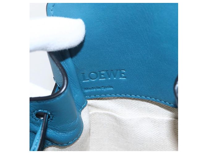 LOEWE Anagram Hammock Mini Borsa a Corda in Pelle Blu Oro Auth BA10330SM D'oro - vista 20