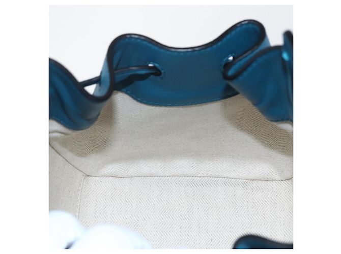 LOEWE Anagram Hammock Mini Borsa a Corda in Pelle Blu Oro Auth BA10330SM D'oro - vista 22