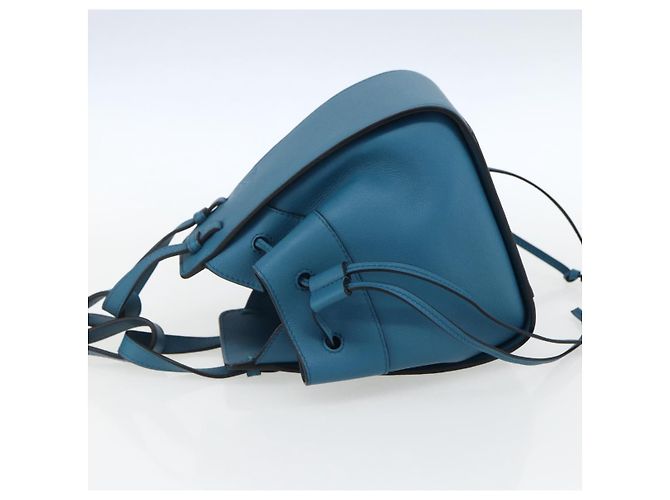 LOEWE Anagram Hammock Mini Borsa a Corda in Pelle Blu Oro Auth BA10330SM D'oro - vista 3
