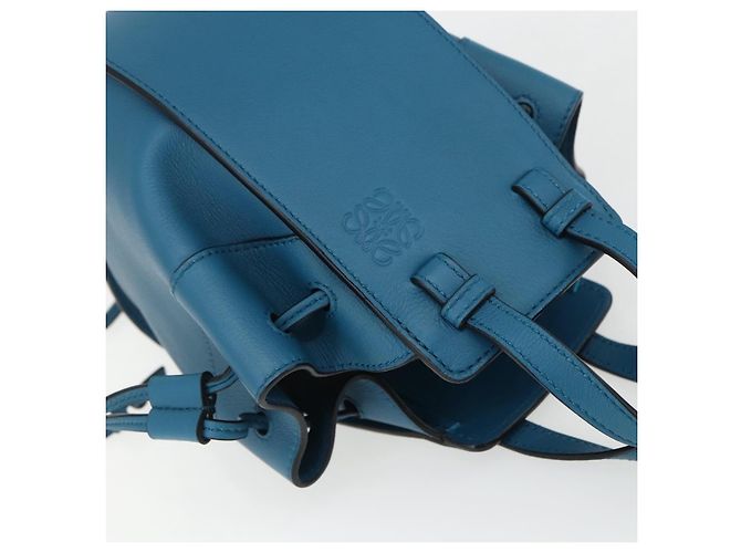 LOEWE Anagram Hammock Mini Borsa a Corda in Pelle Blu Oro Auth BA10330SM D'oro - vista 6