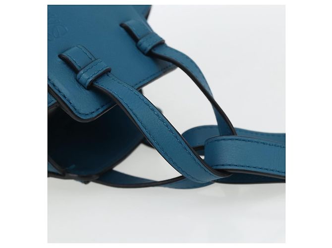 LOEWE Anagram Hammock Mini Borsa a Corda in Pelle Blu Oro Auth BA10330SM D'oro - vista 7