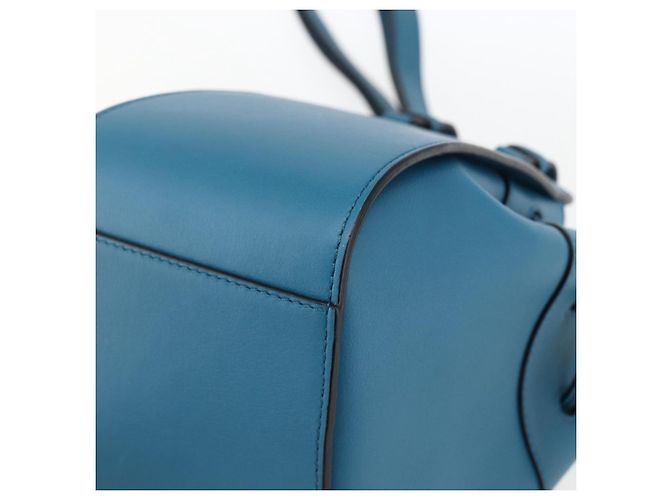 LOEWE Anagram Hammock Mini Borsa a Corda in Pelle Blu Oro Auth BA10330SM D'oro - vista 9