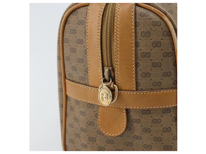 Gucci Borsa Boston Micro GG Supreme PVC Beige Oro 002 58 0165 Auth ep13225 D'oro - vista 18