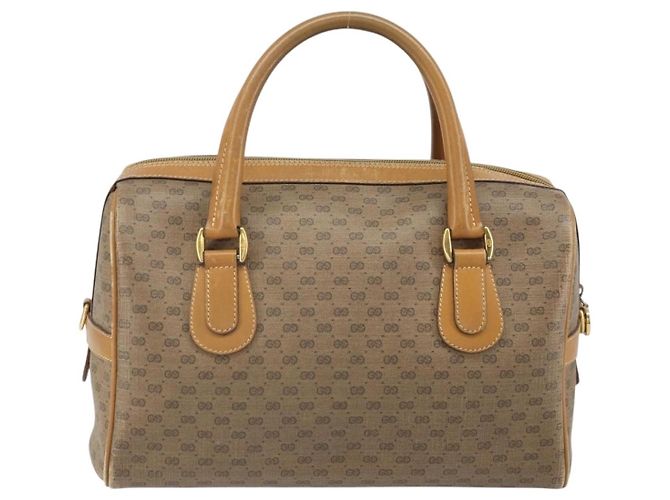 Gucci Borsa Boston Micro GG Supreme PVC Beige Oro 002 58 0165 Auth ep13225 D'oro - vista 2
