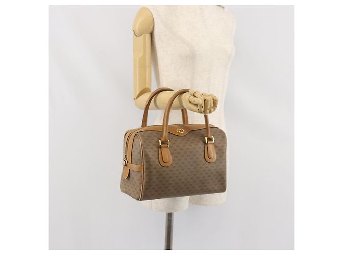 Gucci Borsa Boston Micro GG Supreme PVC Beige Oro 002 58 0165 Auth ep13225 D'oro - vista 23