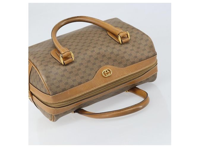 Gucci Borsa Boston Micro GG Supreme PVC Beige Oro 002 58 0165 Auth ep13225 D'oro - vista 6