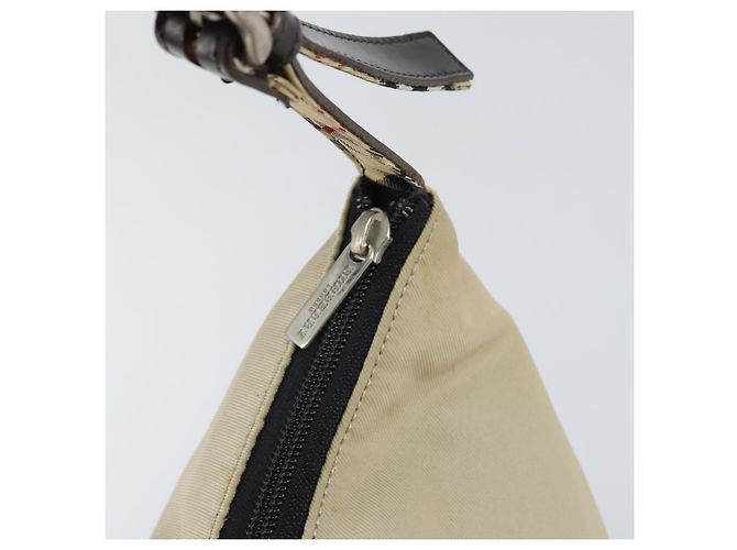 Burberry Borsa a Spalla in Nylon Beige Argento Auth bs33084 - vista 10