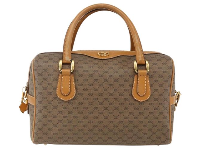 Gucci Borsa a mano Micro GG Supreme in pelle PVC 2 in 1 beige oro Auth BA10107 D'oro - vista 13